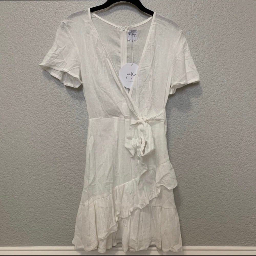 White princess poly wrap dress